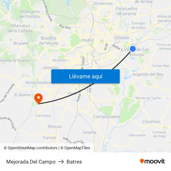 Mejorada Del Campo to Batres map