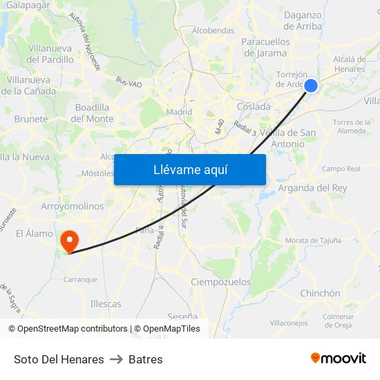 Soto Del Henares to Batres map