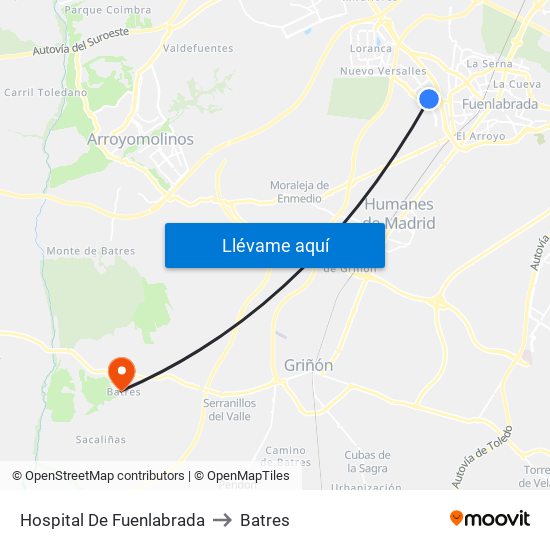 Hospital De Fuenlabrada to Batres map