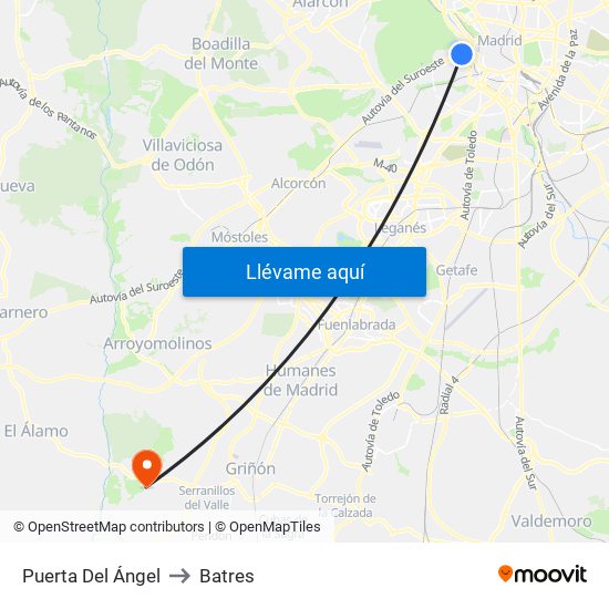 Puerta Del Ángel to Batres map