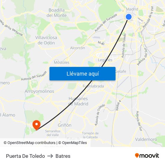 Puerta De Toledo to Batres map