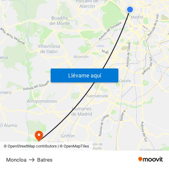 Moncloa to Batres map