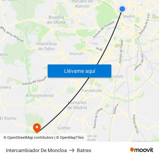 Intercambiador De Moncloa to Batres map