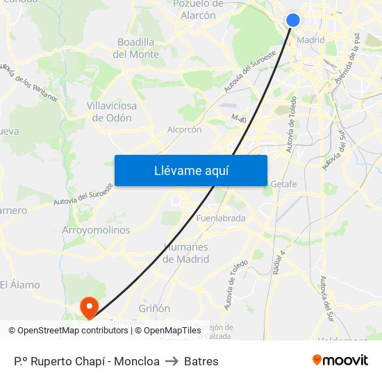 P.º Ruperto Chapí - Moncloa to Batres map