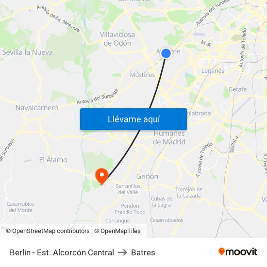 Berlín - Est. Alcorcón Central to Batres map