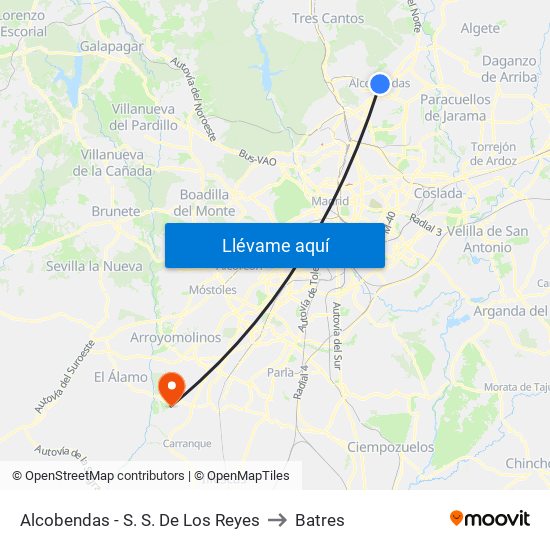 Alcobendas - S. S. De Los Reyes to Batres map