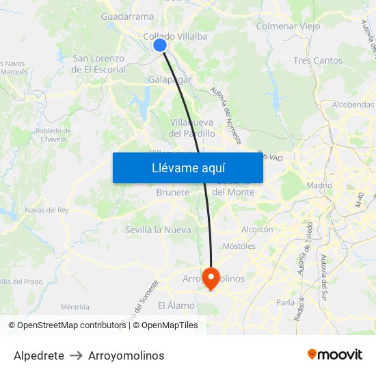 Alpedrete to Arroyomolinos map