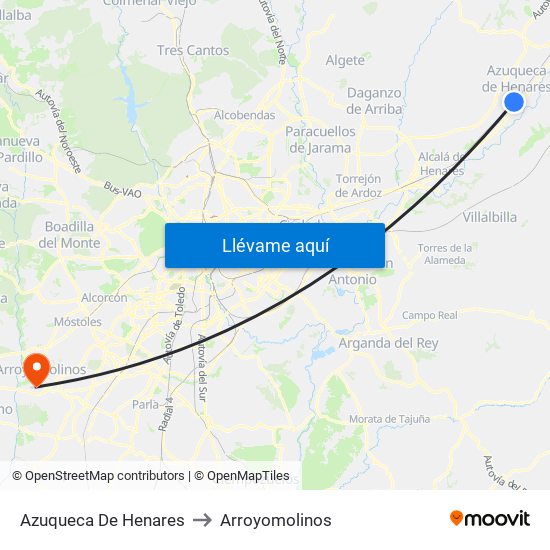 Azuqueca De Henares to Arroyomolinos map