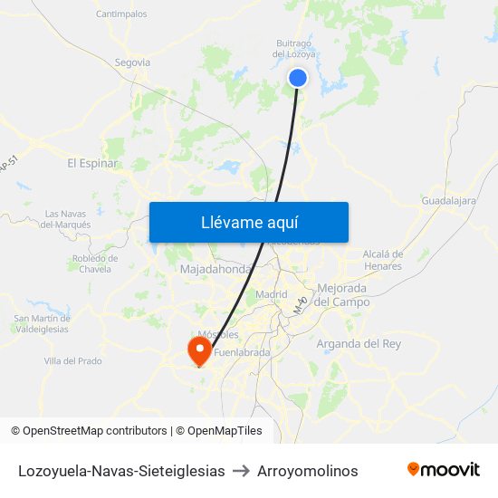 Lozoyuela-Navas-Sieteiglesias to Arroyomolinos map