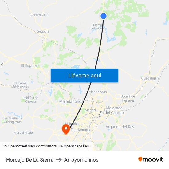Horcajo De La Sierra to Arroyomolinos map
