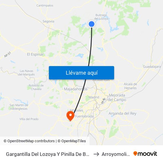 Gargantilla Del Lozoya Y Pinilla De Buitrago to Arroyomolinos map