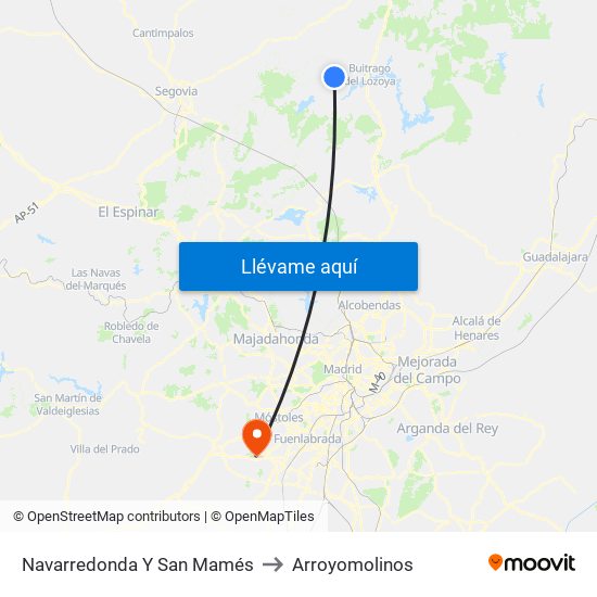 Navarredonda Y San Mamés to Arroyomolinos map