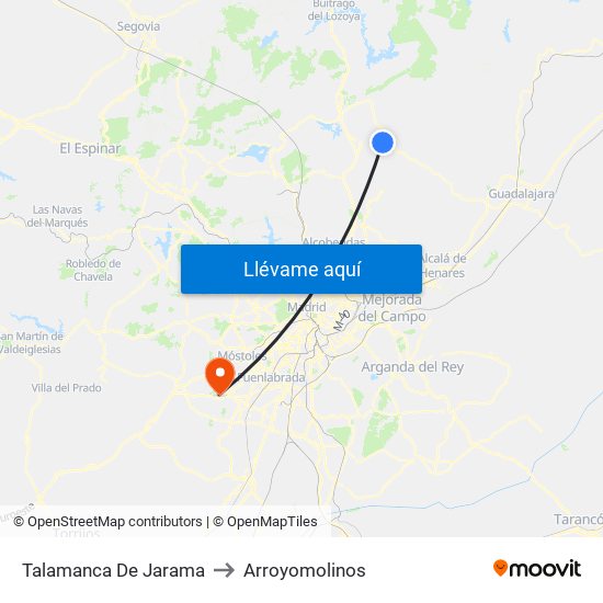 Talamanca De Jarama to Arroyomolinos map