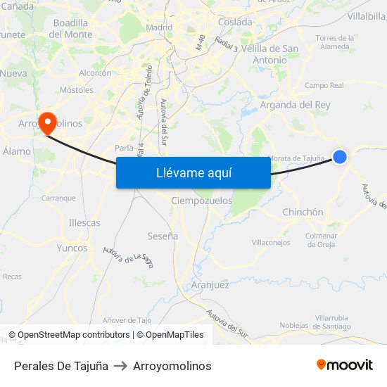 Perales De Tajuña to Arroyomolinos map
