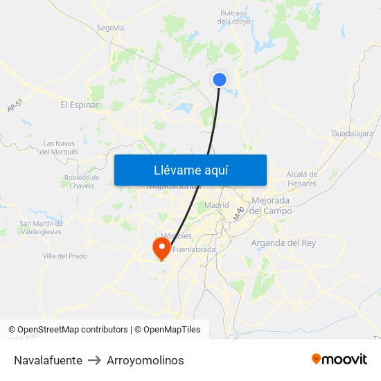 Navalafuente to Arroyomolinos map