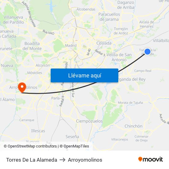 Torres De La Alameda to Arroyomolinos map