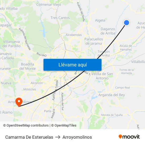 Camarma De Esteruelas to Arroyomolinos map