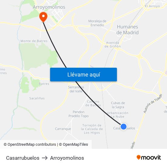 Casarrubuelos to Arroyomolinos map