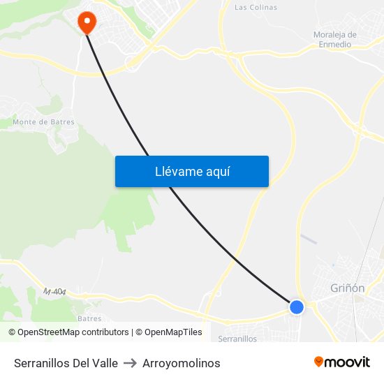 Serranillos Del Valle to Arroyomolinos map