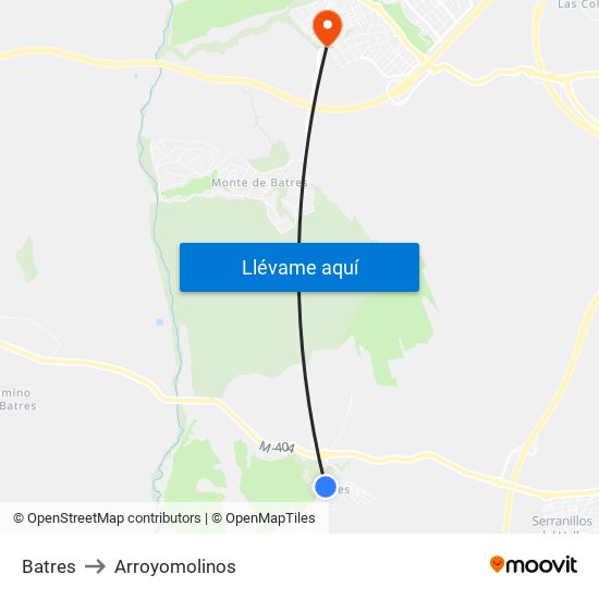 Batres to Arroyomolinos map