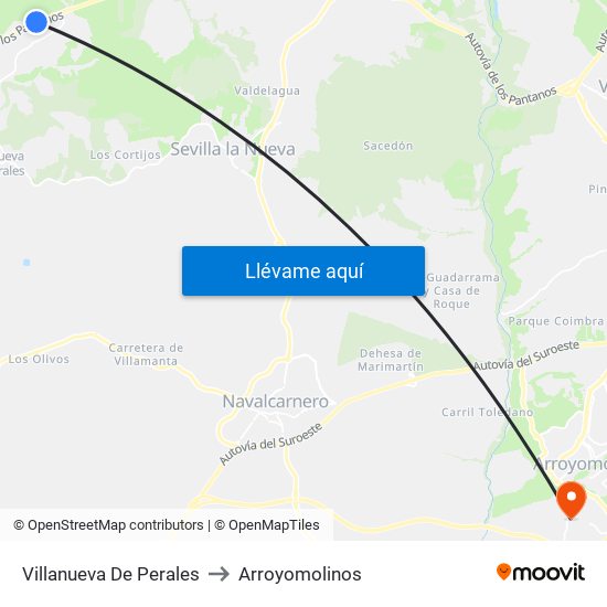 Villanueva De Perales to Arroyomolinos map