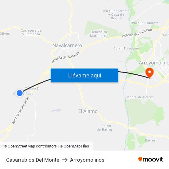 Casarrubios Del Monte to Arroyomolinos map