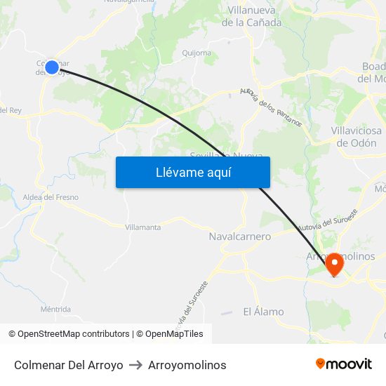 Colmenar Del Arroyo to Arroyomolinos map