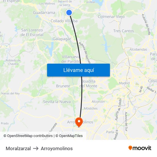 Moralzarzal to Arroyomolinos map