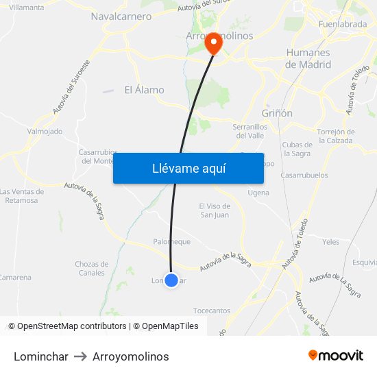 Lominchar to Arroyomolinos map