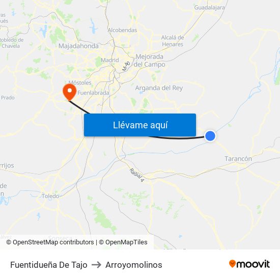 Fuentidueña De Tajo to Arroyomolinos map
