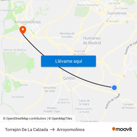 Torrejón De La Calzada to Arroyomolinos map