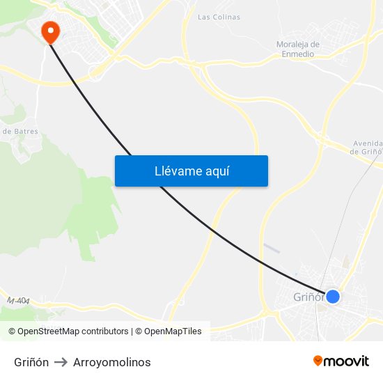 Griñón to Arroyomolinos map