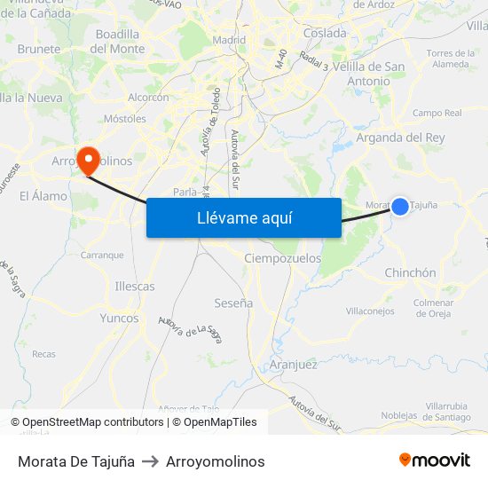 Morata De Tajuña to Arroyomolinos map