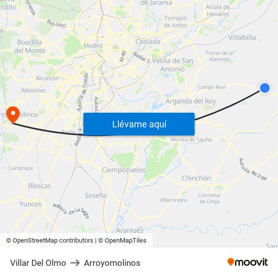 Villar Del Olmo to Arroyomolinos map