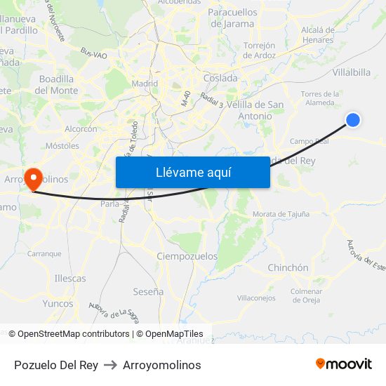 Pozuelo Del Rey to Arroyomolinos map