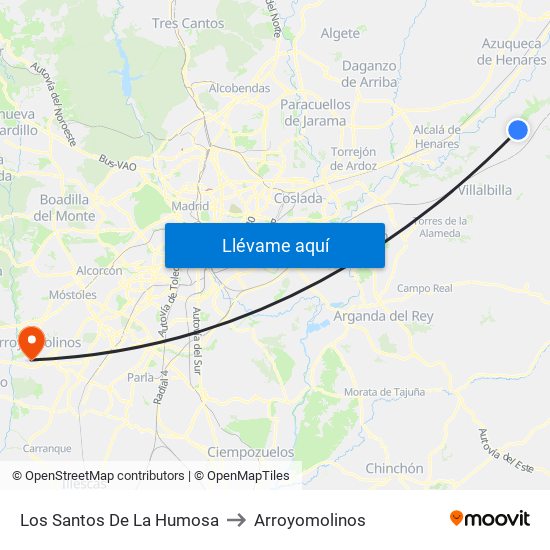 Los Santos De La Humosa to Arroyomolinos map