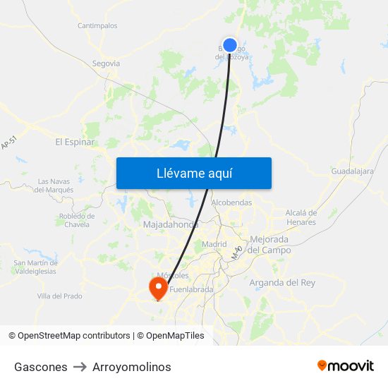 Gascones to Arroyomolinos map