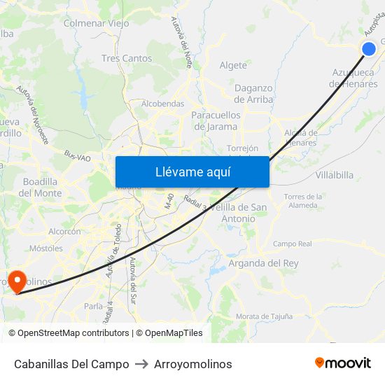 Cabanillas Del Campo to Arroyomolinos map