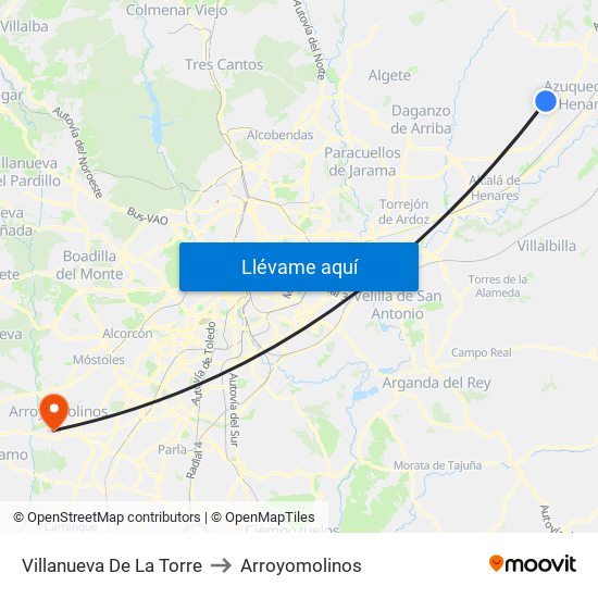 Villanueva De La Torre to Arroyomolinos map