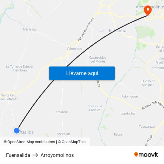 Fuensalida to Arroyomolinos map