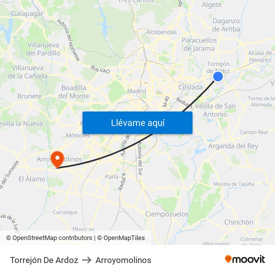 Torrejón De Ardoz to Arroyomolinos map