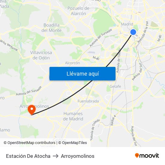 Estación De Atocha to Arroyomolinos map