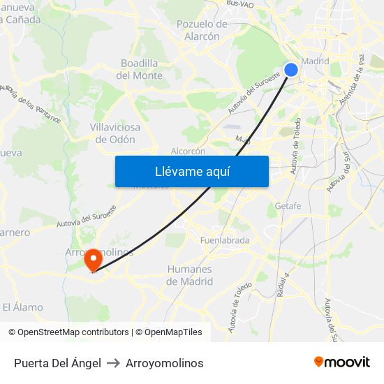 Puerta Del Ángel to Arroyomolinos map