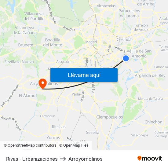 Rivas - Urbanizaciones to Arroyomolinos map