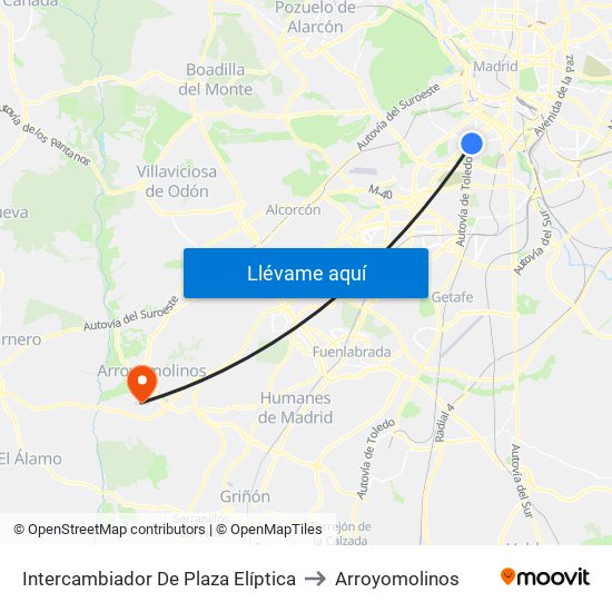 Intercambiador De Plaza Elíptica to Arroyomolinos map