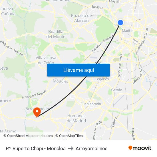 P.º Ruperto Chapí - Moncloa to Arroyomolinos map
