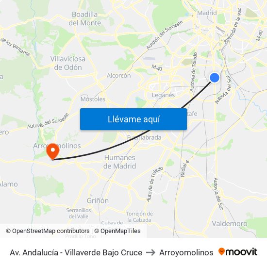 Av. Andalucía - Villaverde Bajo Cruce to Arroyomolinos map