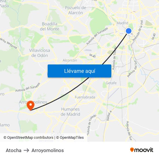 Atocha to Arroyomolinos map