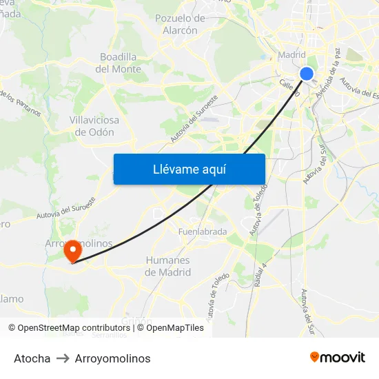 Atocha to Arroyomolinos map