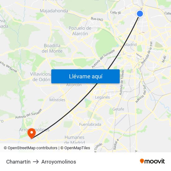 Chamartín to Arroyomolinos map